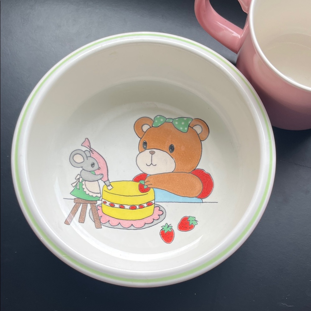 Mikasa Pink Two-Handle Ceramic Cup with Bowl